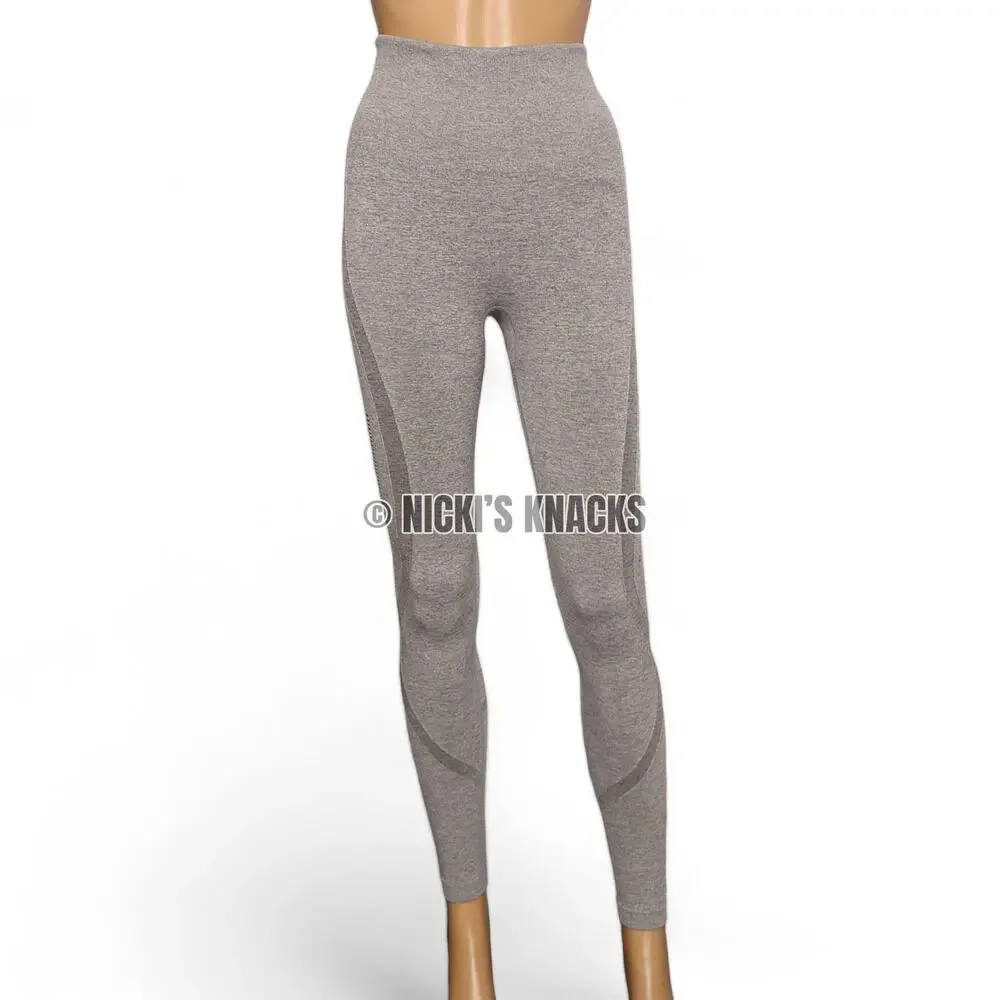 Gray Seamless Compression Contour Leggings High Waist Gym Athleisure Size S